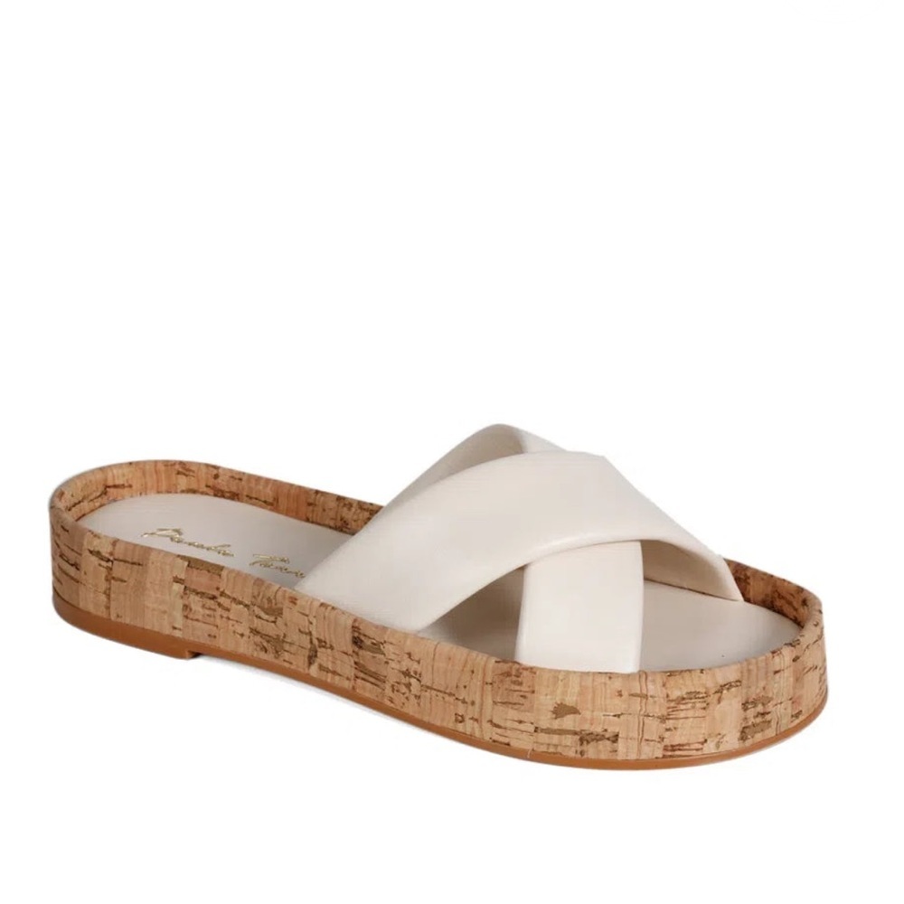 Paula Torres NEW Lia White Cork Flat Sandals Size 5
